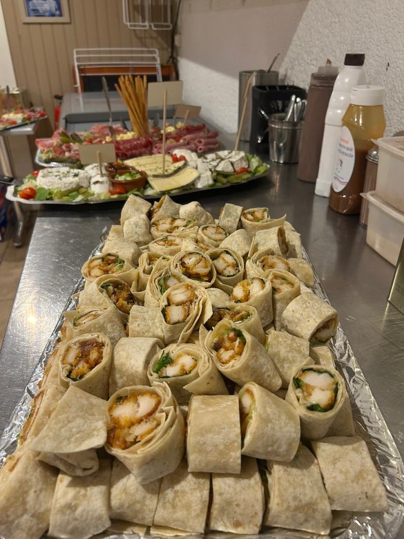 Plateau de wraps servi lors d'un événement privé au Nautilus